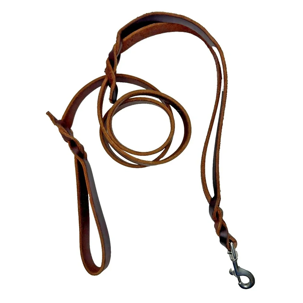 Genuine Leather Dog leash Braided Oiled Heavy Duty 61 in